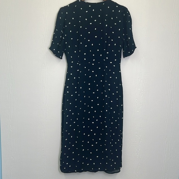 Urban Outfitters - ASTR The Label Button Wrap Polka Dot Navy Midi Dress Size M - Picture 11 of 12